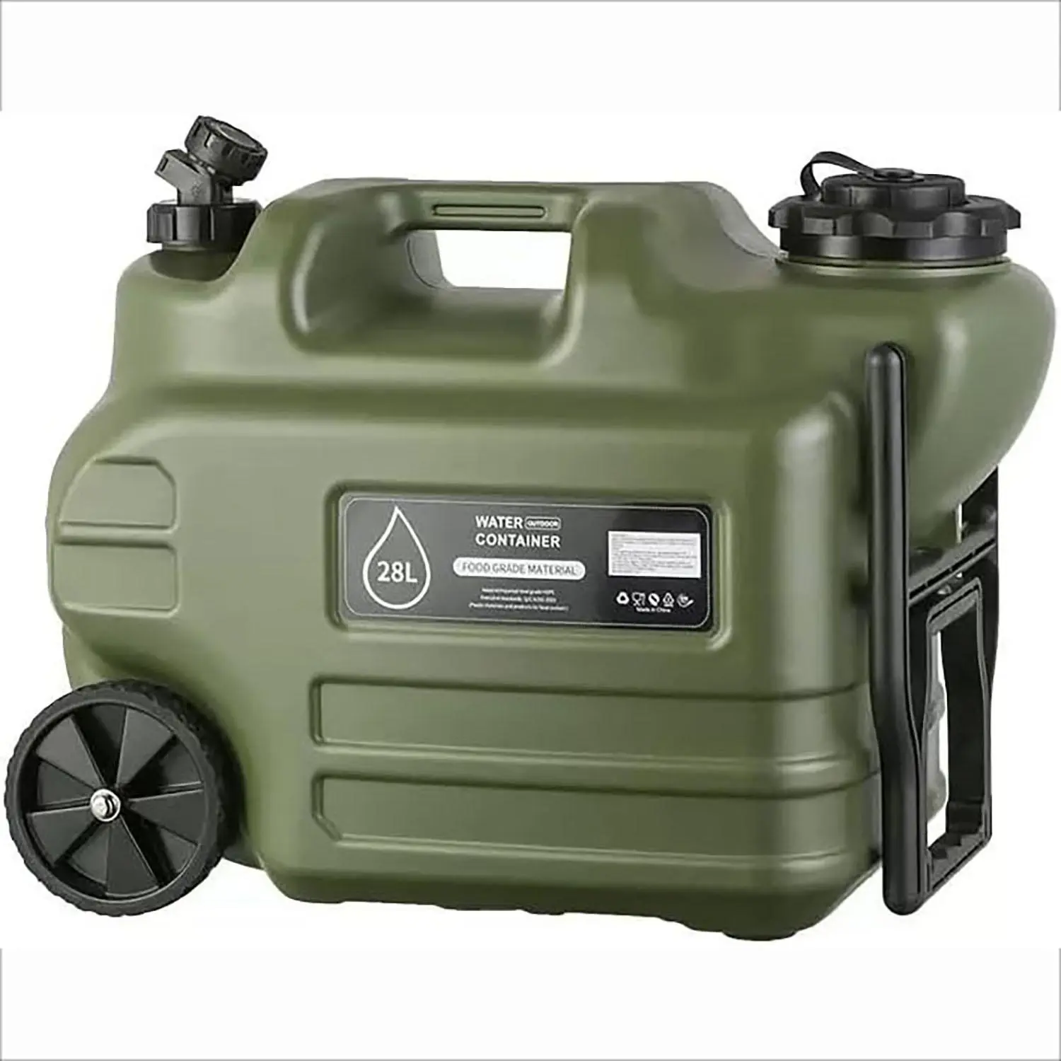 7.4Gallon Portable Food-Grade PE Emergency Water Storage Tank - BPA-Free Leakproof Rolling Container with Wheels, Camping Supply, Camper RV Kitchenware Accessory, Storage Container, Water Containers For Storage