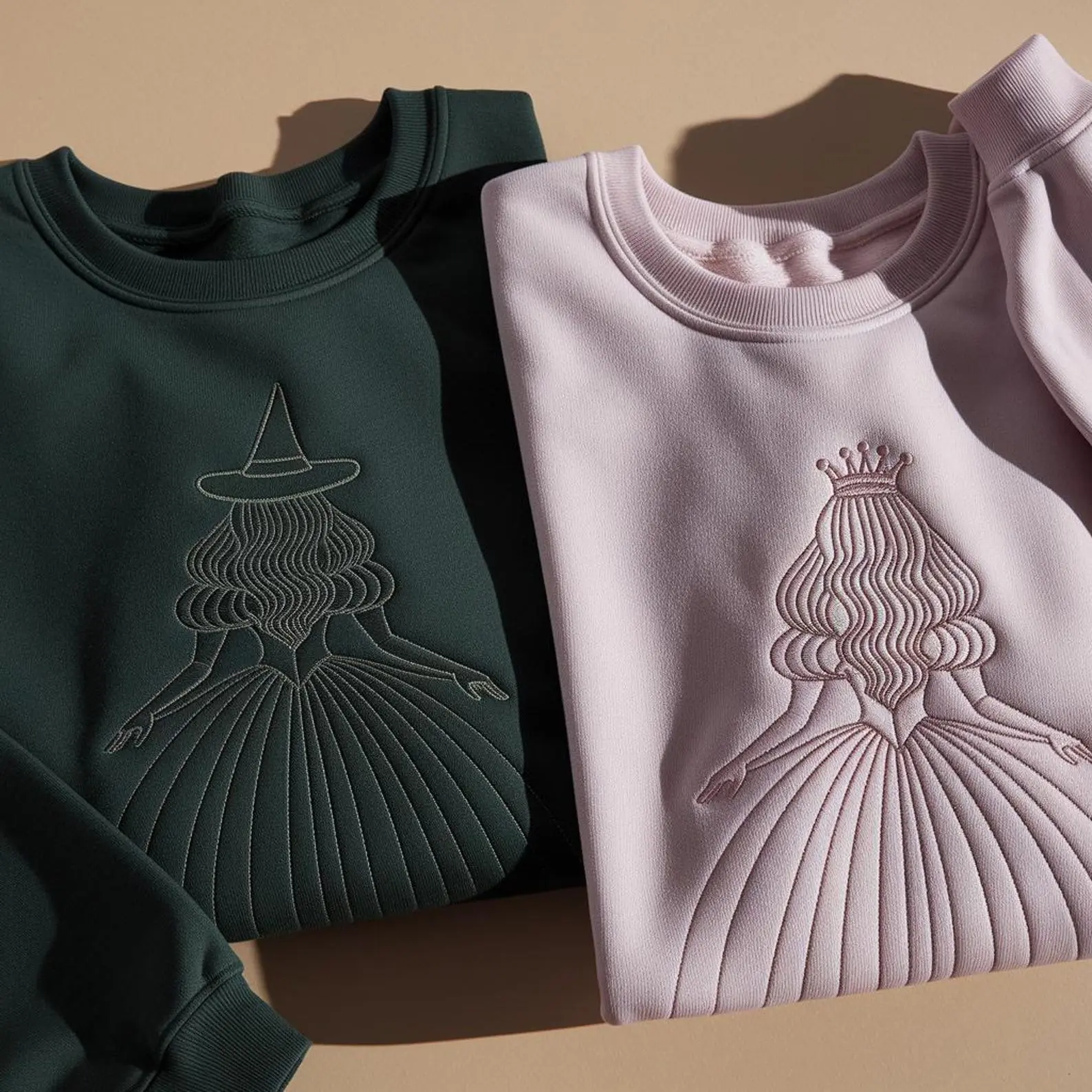 Embroidered Wicked Movie Inspired Pink & Green Couple Sweatshirt, Changed For Good Shirt, Wizard Of Oz Shirt, Wicked Birthday Girl Gifts Tee