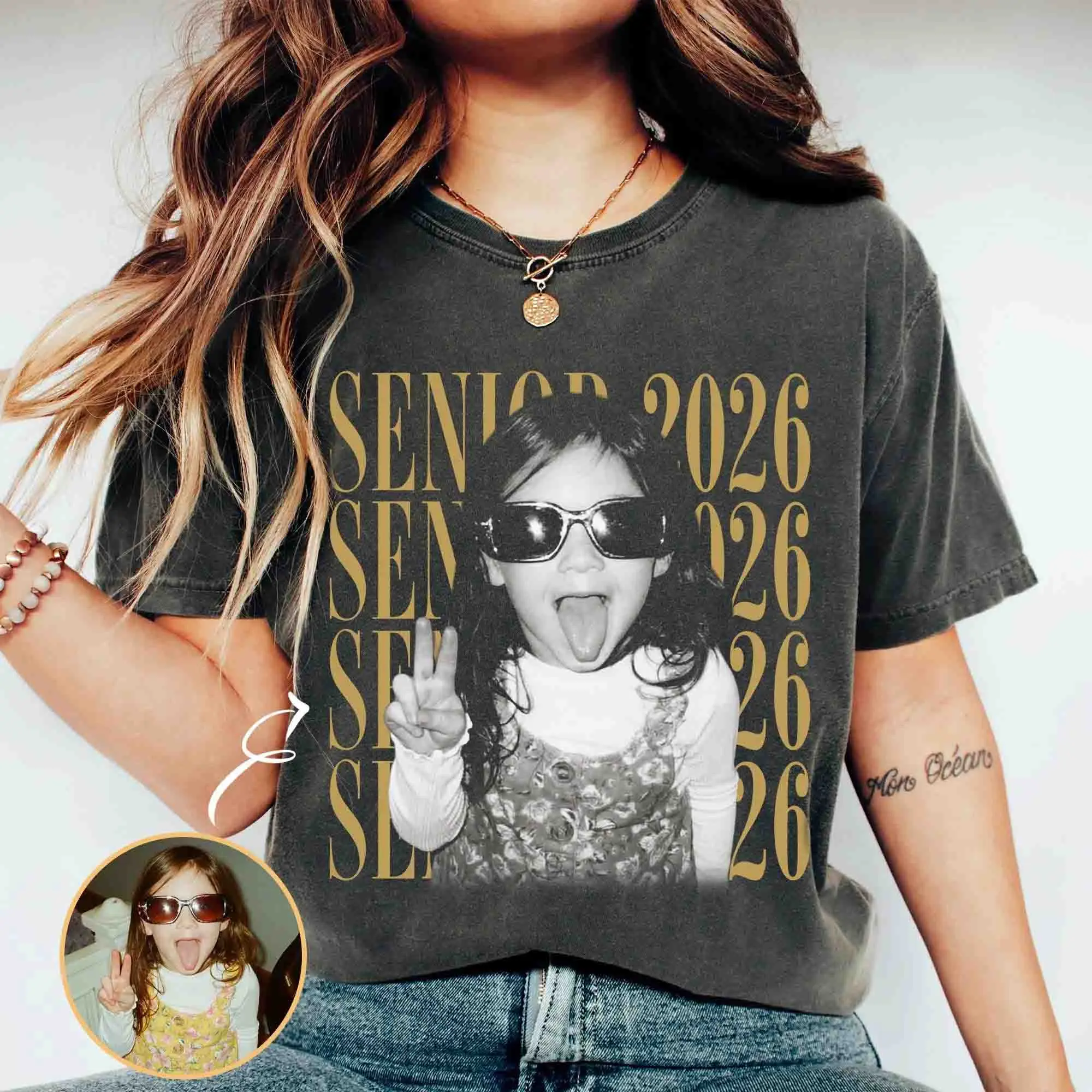 Personalised Senior 2026 Shirt, Custom Vintage Photo And Year Senior Shirt, Class of 2026 Shirt, Graduation Tee, Senior Gift, Proud Senior Tee