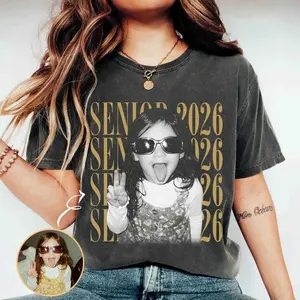Personalised Senior 2026 Shirt, Custom Vintage Photo And Year Senior Shirt, Class of 2026 Shirt, Graduation Tee, Senior Gift, Proud Senior Tee