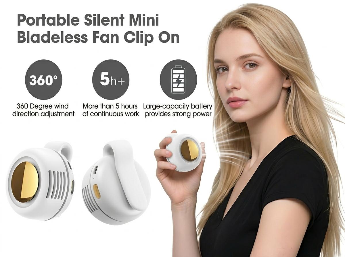 Westdeer Portable Silent Mini Bladeless Electric Fan,Adjustable 3-speed Suspended Waist Fans,Phone Cooling Fan,Personal Fan,Rotating BodyFan Suitable for Outdoor Travel,fathersdaygift,rechargeable personal fan,handheld turbo fan,Perfect Gift
