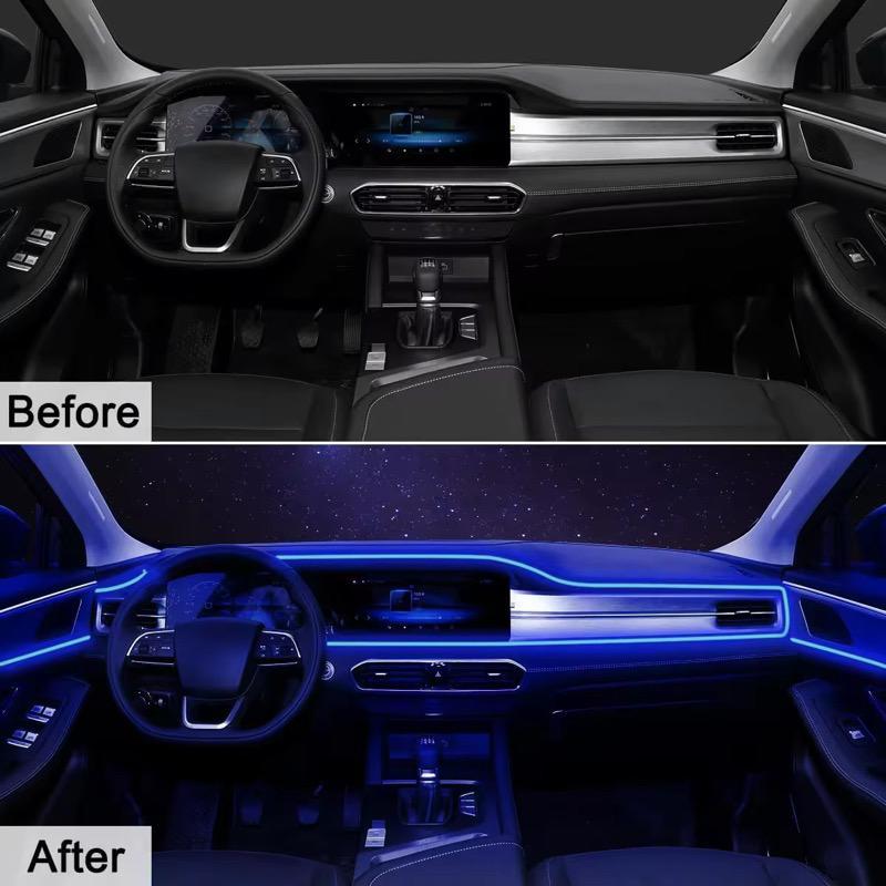 9-in-1 RGB Car Interior Ambient Light Kit – APP & Remote Control, Music Sync, Multicolor LED Lighting