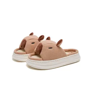 Kapibala linen slippers cartoon opening indoor opening cool slippers for women, cute style daily wear Flipflop Slide Footwear Walking Shoes