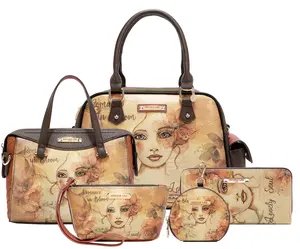 NICOLE LEE REFLECTION OF LOVE 5PC SET (SATCHEL BAG, CROSSBODY, POUCH, COINPURSE, WALLET)