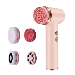 Electric Facial Cleansing Brush Set, Multi-Functional with 4 Replaceable Heads, Deep Cleaning & Massaging, 5 Adjustable Strength Levels, Rotating Facial Cleanser, Facial Cleansing Instrument