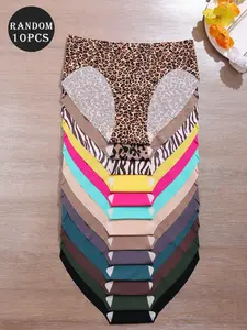 Women's Comfortable Simple Triangle Panties, Briefs, Random Colors, Pack of 10, One-Piece Design, Casual Underwear, Daily Wear, High Cut Underwear