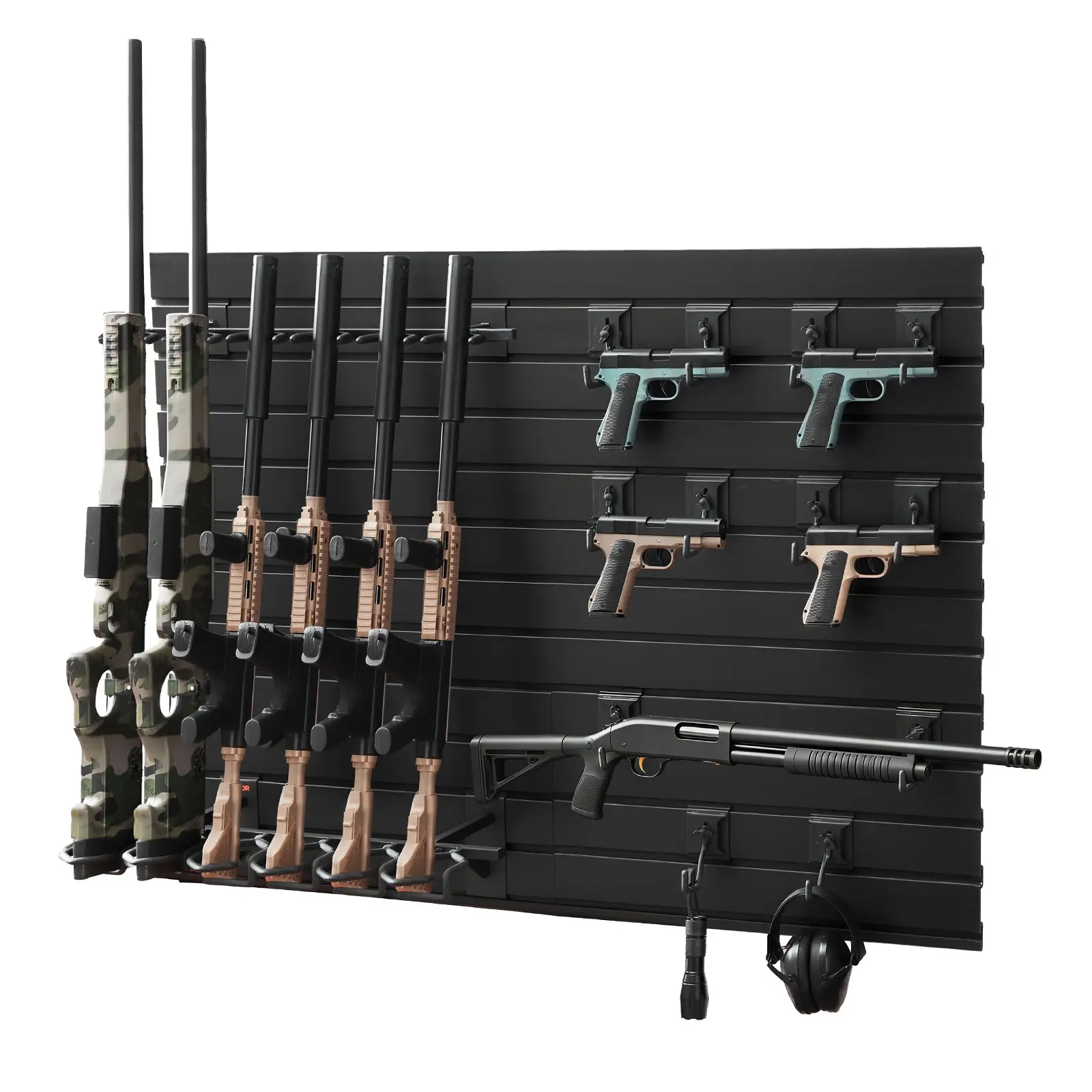 VEVOR Wall-Mount Heavy-Duty Steel Gun Rack, Adjustable Installation, Modular Organizer for Tactical Rifles, Carbines, Shotguns, Handguns (Holds Up to 6 Rifles & 6 Pistols)