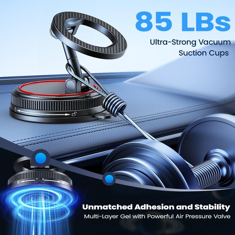360° Adjustable Vacuum Magnetic Phone Car Holder with Strong Suction Cup Base for Cars Gyms Mirrors and Bathrooms Compact Foldable Design Steering Wheel Stand,Christmas