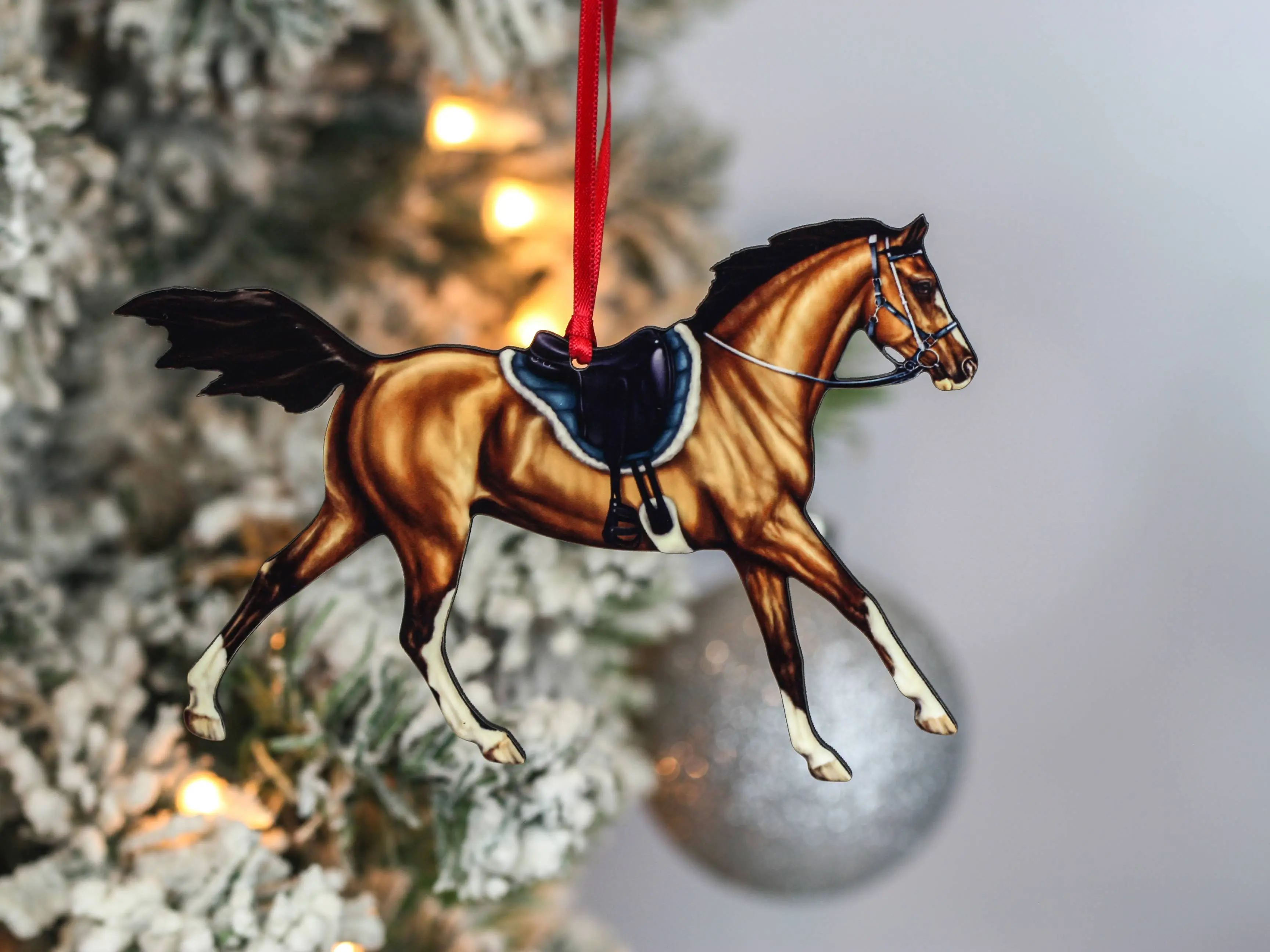 Arabian Horse Christmas Ornaments - Handcrafted Bay Endurance Decor