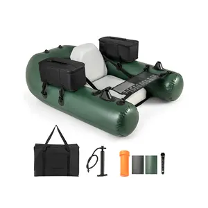 COSTWAY - Inflatable Fishing Float Tube for Angling with Fish Ruler and Angling Base