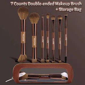 Maange 8-Piece Makeup Tool Set with 7 Brushes and Brush Case, Foundation Brush, Powder Brush, Eyelash Brush, Eye Shadow Brush, Concealer Brush, Blush Brush