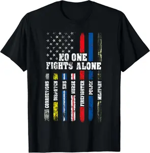 [100% Cotton] AMERICAN Flag Thin Line Police Fire Military Nurse Responder T-Shirt dtf printing