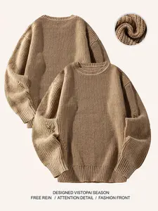 Men's Lightweight Crew Neck Pullover Sweater, Knitwear, Hole Design, Modern Style, Casual & Formal Wear, Fall & Winter Comfortable Layering Option