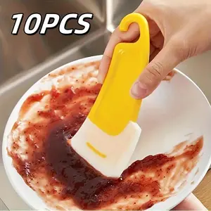 Silicone Scraper, 10pcs/set Non-stick Heat Resistant Durable Scraper, Household Cleaning Tool for Pot & Bowl & Dish, Kitchen Cleaning Tool, Utensils