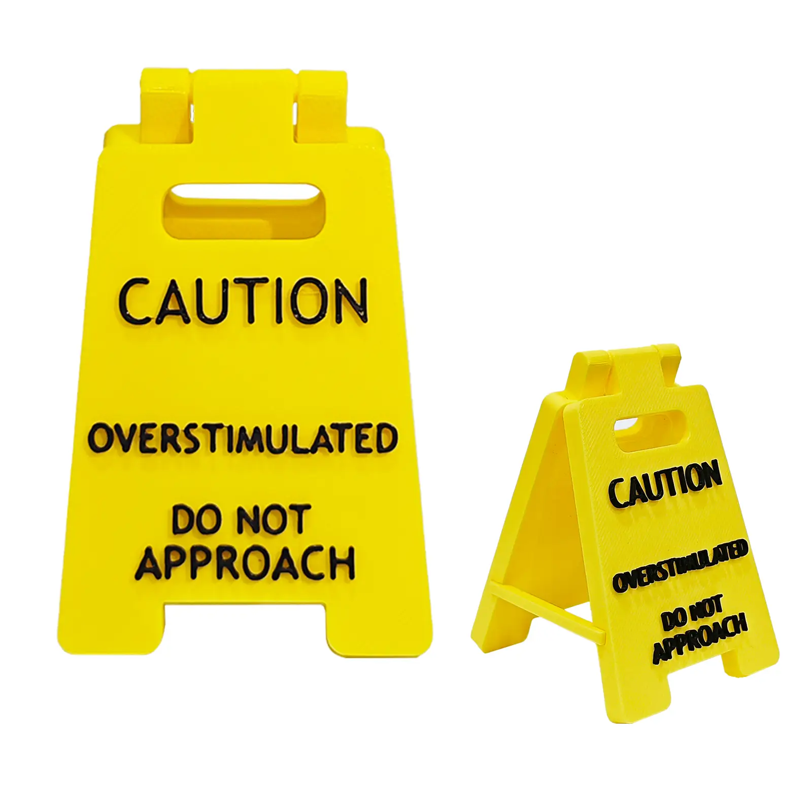 Caution Overstimulated Desk Sign – Yellow Warning Sign with Black Text for Office, Classroom, or Home – Safety Awareness Desk Decor,Fall Decorations 1