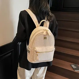 Elegant Faux Leather Backpack with Adjustable Strap - Large Capacity, Casual Commuter Bag for Students and Travelers, Brown with Golden Tone Hardware, Casual Commuter Bag | Elegant Backpack | Durable Backpack