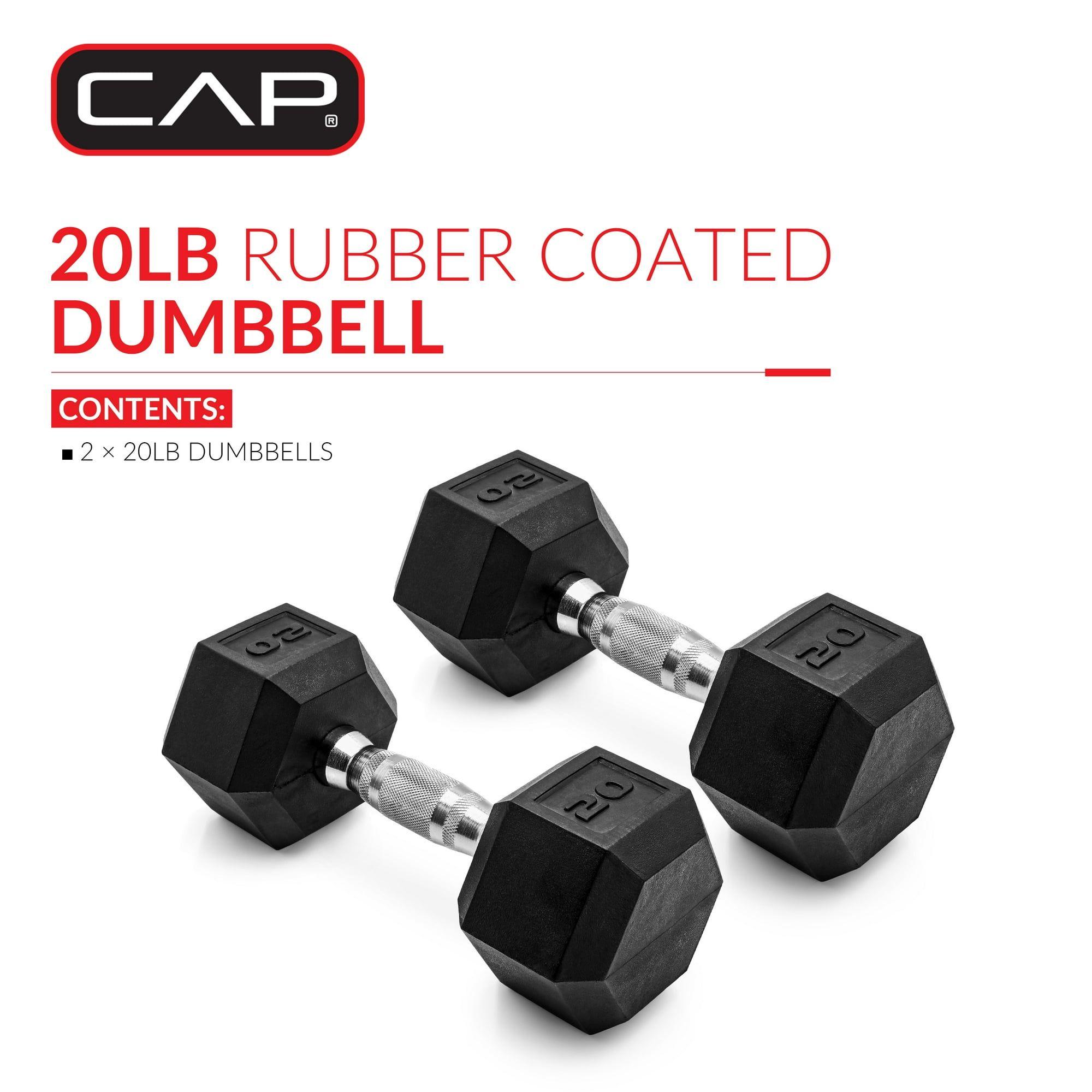 20lb Coated Rubber Hex Dumbbell, Pair