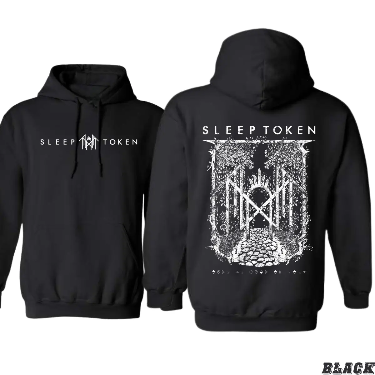 Sleep Token Hoodie – Haunting Forest Symbolic Design and Band Logo for Fans of Dark Aesthetics, Alt-Metal Style, and Emotionally-Charged Music Vibes
