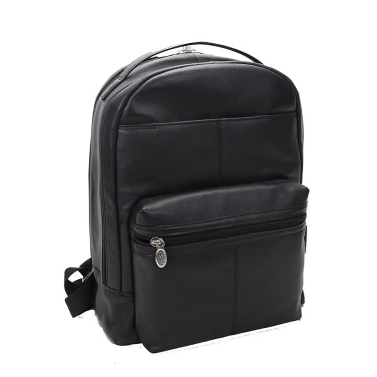 PARKER by McKlein USA Unisex 15in S Series Pebble Grain Calfskin Leather Laptop Work Backpack, Dual Compartment, Smart Strap, Zip Closures, Removable Sleeve, Exterior Zippered Pocket, Piggy-Backing Black Travel Bag, Laptop Work Bags, Magnetic, Dual Comp.,