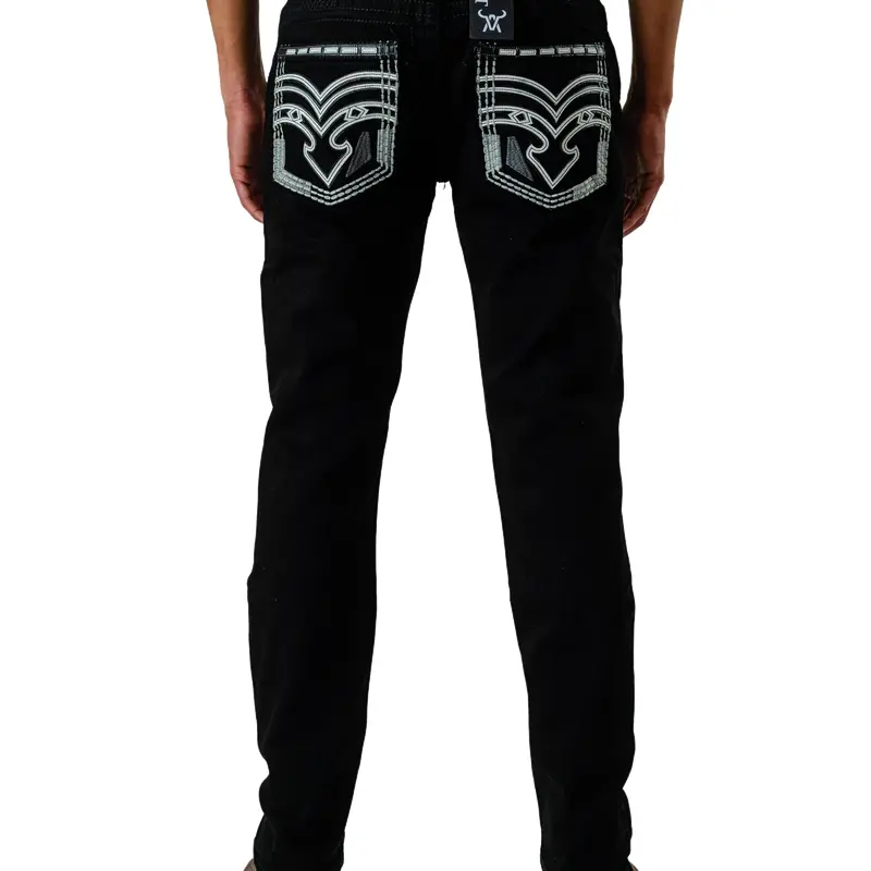 Arya 10 Menswear Straight-Fit Heavy Stretch Denim Cowboy Jeans - Bold Embroidered Pockets, Embroidered Design Men's Jeans, Classic Western Style, All Seasons Western Clothes, Country Casual Rodeo Wear