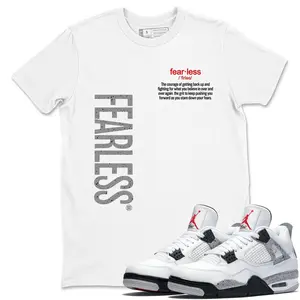 Unisex T-shirt to match Jordan 4 White Cement - Fearless Definition - 100% Cotton for Casual Wear. Comfortable Summer Unisex T-Shirt to match Jordan Sneaker. Streetwear Style. urban outfitters