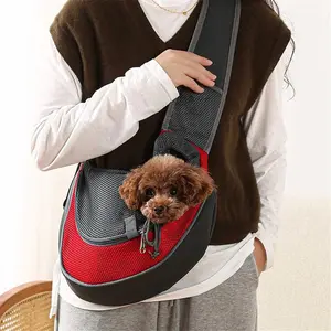 Summer Dog Sling Carrier, Breathable Mesh Pet Travel Bag, Safety Buckle Design, Reflective Stripes, Comfortable and Lightweight