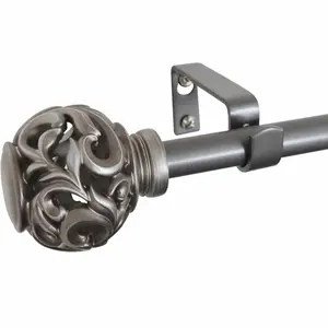 Kensignton- juego de barras de cortina (5/8 inches, 86-128 pulgadas) plateado aceitado.