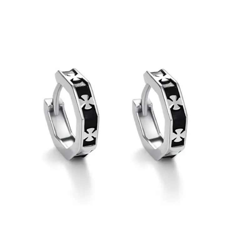 Cross Hoop Earrings for Men Women