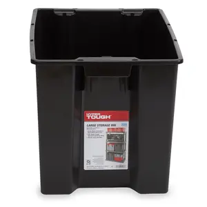 Hyper Tough Garage Plastic Storage Bin Large Nesting Stacking, Black