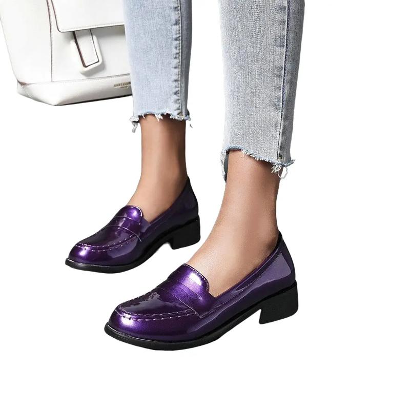 Women's Chunky Heel Platform Mary JanesCoquette Aesthetic Round Toe Pumps in PatentLeather for Casual Wear Solid color Simply wear Oxford shoes  Loafers Footwear Girl
