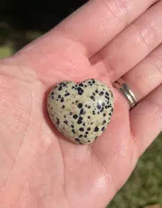 Dalmatian Jasper Heart Crystal Carving