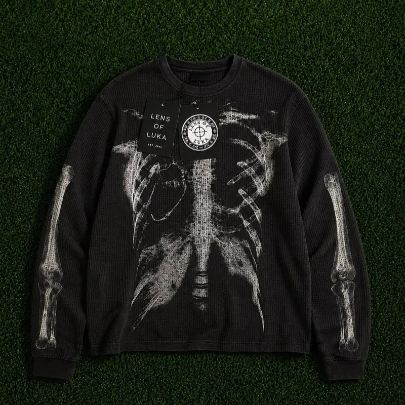 LensOfLuka Skeleton 3d print thermal shirt Casual Fashion