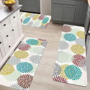3-Piece Set Anti-Slip Flannel Kitchen Rug Non-Slip Mats for Floor Cushioned Waterproof Comfort Standing Mat Runner for Kitchen Home Office Sink Laundry Washable Decorative Area Rug Soft Comfortable Rectangle Contemporary Indoor Living Room kitchen mat