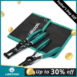 【Fathersdaygift】LIBRATON 2Counts Hose Clamp Pliers Set, with Hose Clamp Pliers, Hose Remover Pliers, Storage Pouch, Hose Remover Pliers for Fuel Oil Water Pipe, Hose Clamp Tool with Swivel for Removal and Installation