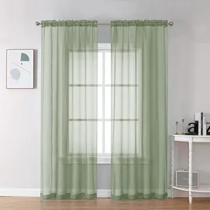 Bedroom Curtains 2 Panel Sets 84" Inch Length - Transparent Light Weight Soft Window Treatment Panels for Study Room/Living Room/Guest Room, Sage Green, Per Panel W42 X L84 inches