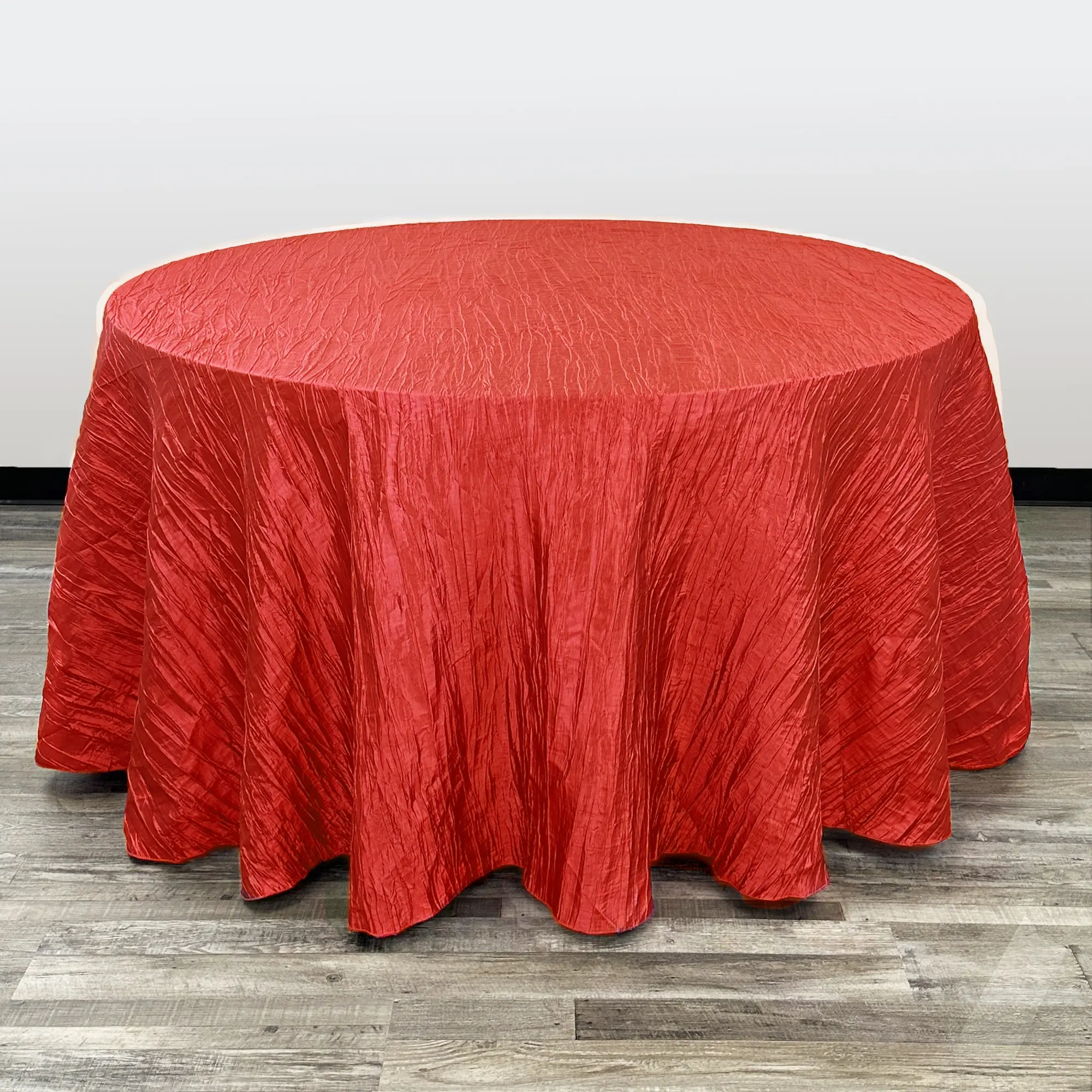 120 inch Crinkle Taffeta Round Tablecloth Red 120 inch Crinkle Taffeta Round Tablecloth Red