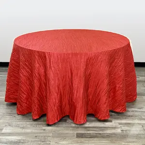 120 inch Crinkle Taffeta Round Tablecloth Red 120 inch Crinkle Taffeta Round Tablecloth Red