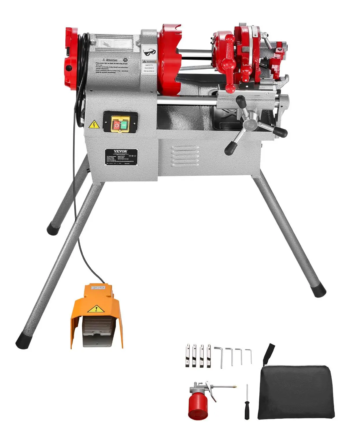 【toolupgrade】VEVOR Electric Pipe Threader Machine, 750W Power 28RPM Threading Tool with Foot Pedal, 1/2-in to 2-in Pipe Capacity for Plumbing, Metalworking Repairs