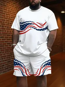 Independence Day Flag Pattern Sportswear Set Men's Summer Casual Breathable Short Sleeve Shorts Couple Fashion Trend Home Wear