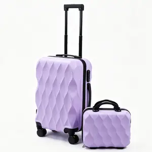 20in Wave-Textured Soft-Shell Carry-On Luggage + 12in Cosmetic Case, Suitcase Ideal for Short Trips, Business Travel