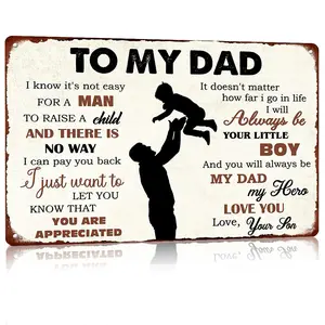 To My Dad From Daughter Aluminum Sign,8x12 Father's Day Wall Decor,Dad Appreciation Quote Art,Dad Gift,Home Wall Decor