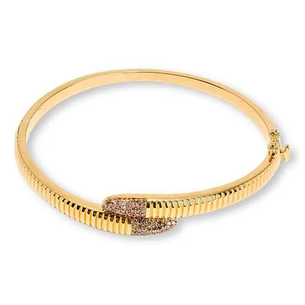 Rarities Fine Jewelry Rarities 0.35ctw Champagne Diamond Bypass-Design Ribbed Cuff Bracelet