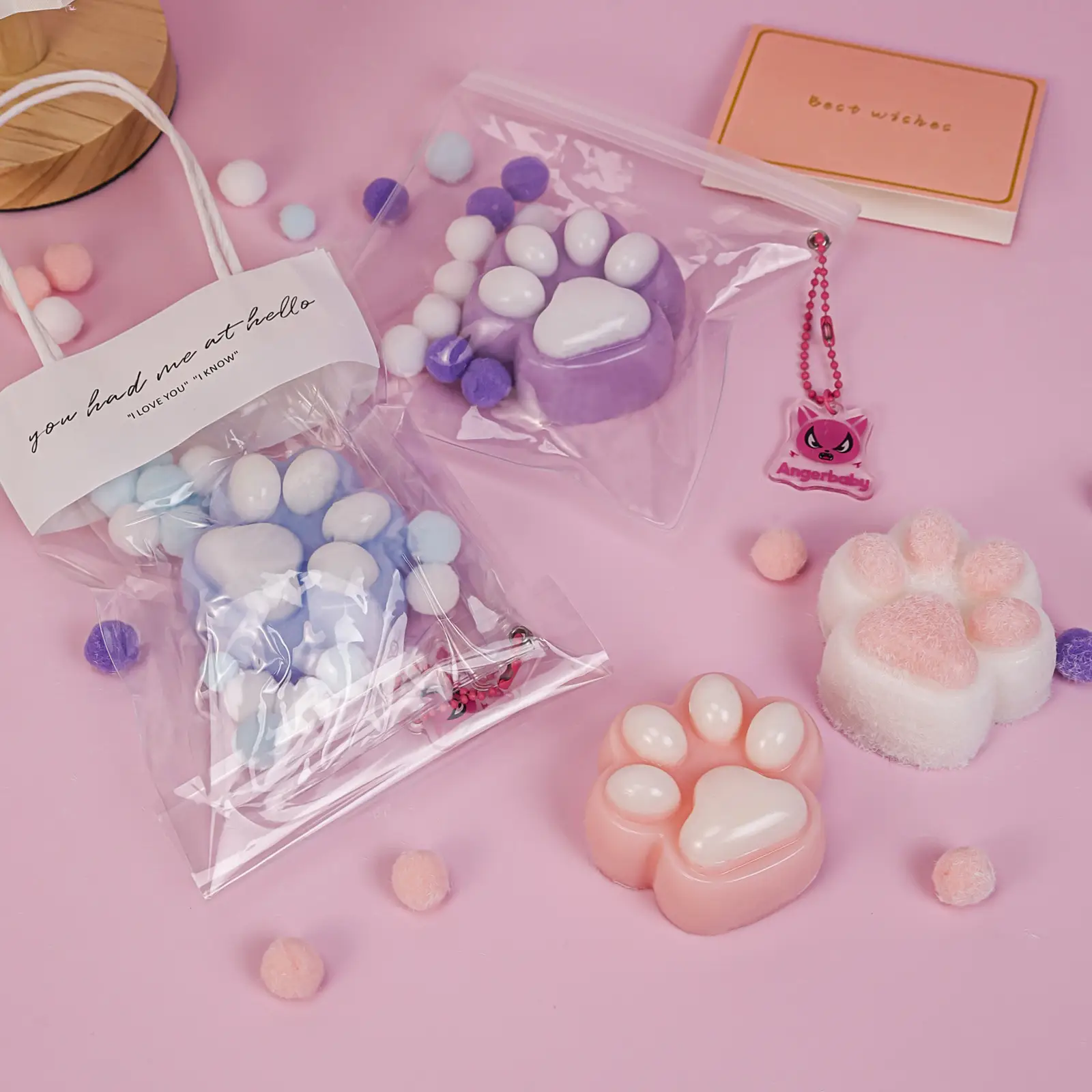[Gifts Package] Fluffy Taba Squishy Cat Paw Squishies Cute Mochi Stress Relief Toys Cat paws squishy Hand Made squeezze toys Taba squishy Reliever for