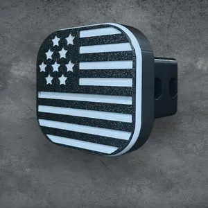 Gray USA Flag 2" Tow Hitch Receiver Hidden Key Cover