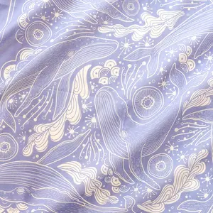 Whale, and the Ocean Bandana Scarf (Violet)