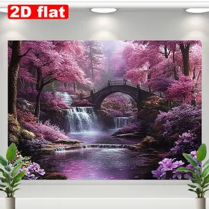 2D Flat, 2D Flat Banner_1pcs Background Cloth, Dreamy Fairyland Background Cloth—Romantic Purple Garden, Make Your Photography Poetic and Picturesque, Perfect for Weddings, Wedding Party Backdrop, and Spring Parties, Decorative Banner