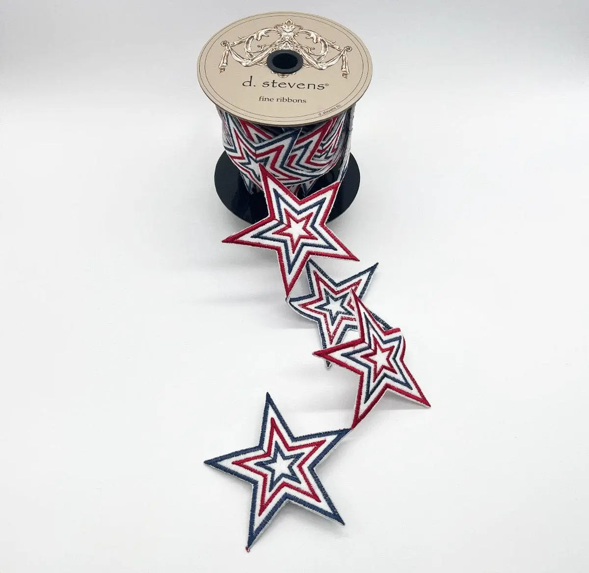 Felt Embroidery Americana Star Garland, Red White Blue Ribbon