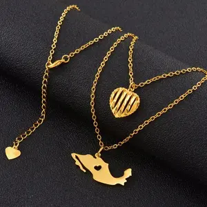 Heart And Mexico Necklace / Jewelry Pendant Gift