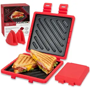 Microwave Sandwich Maker Removable Non-Stick Crispy Grilled Cheese Maker with Adjustable Silicone Strap Ready in Minutes for Travel Office Dorm Home