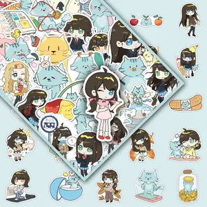 50 Sheets Kawaii Little Girl Stickers Pack – Creative DIY Decals for Scrapbooking, Phone Case, Luggage & Water Bottle